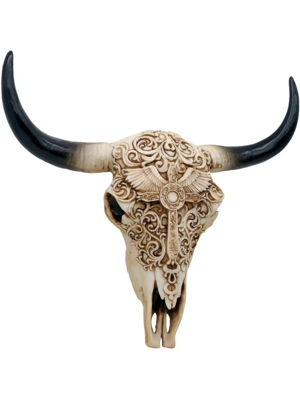 Realistic Western Cow Skull Wall Decor - Boho Animal Head Hanging Art 12.2